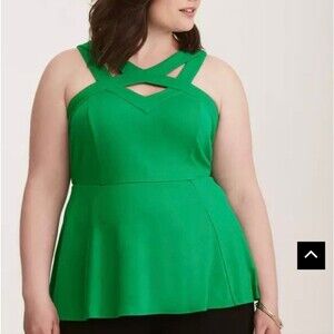 Strappy Peplum Halter Tank Top - 1X